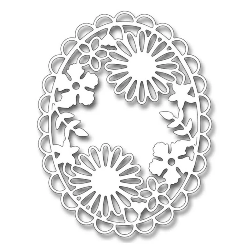 Floral Branch Oval Frame Metal Cutting Dies Scrapbooking