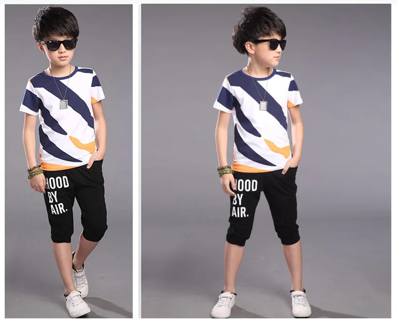 2019 summer children sets for boys clothing boy suit kids sports clothes teenage children short sleeves + pant children clothes (4)