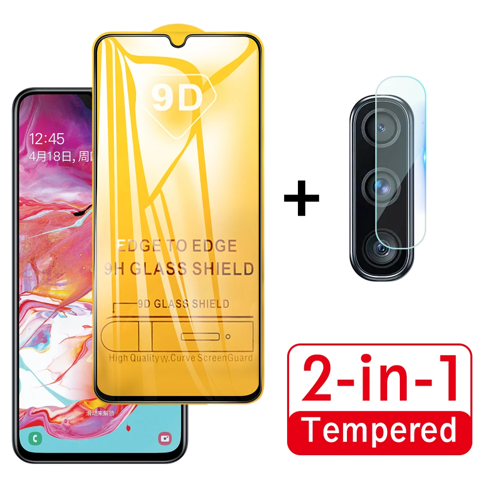 

2 in 1 9D Protective Glass For Samsung Galaxy A70 Camera Screen Protector Safety Film Lens Tempered Glass For Samsung A70 A 70