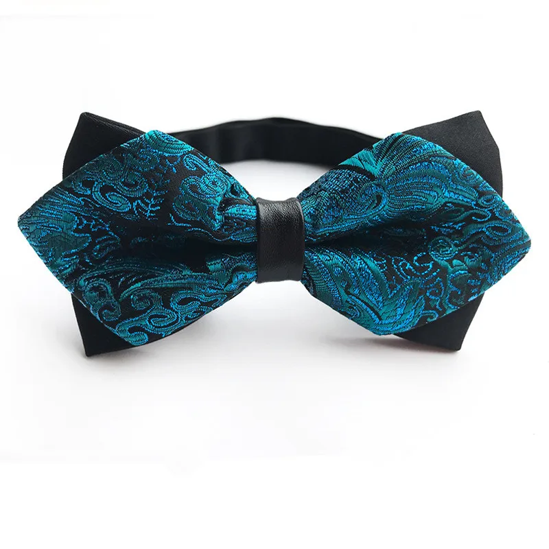 Peacock Blue Mens Bow Tie Flexible Bowtie Necktie Soft Silk Butterfly