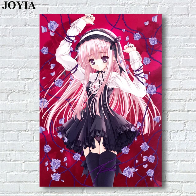 Beijo de rosa princesa arte impressão cartaz anime manga parede imagem  decoração moderna dos desenhos animados pintura em tela - AliExpress