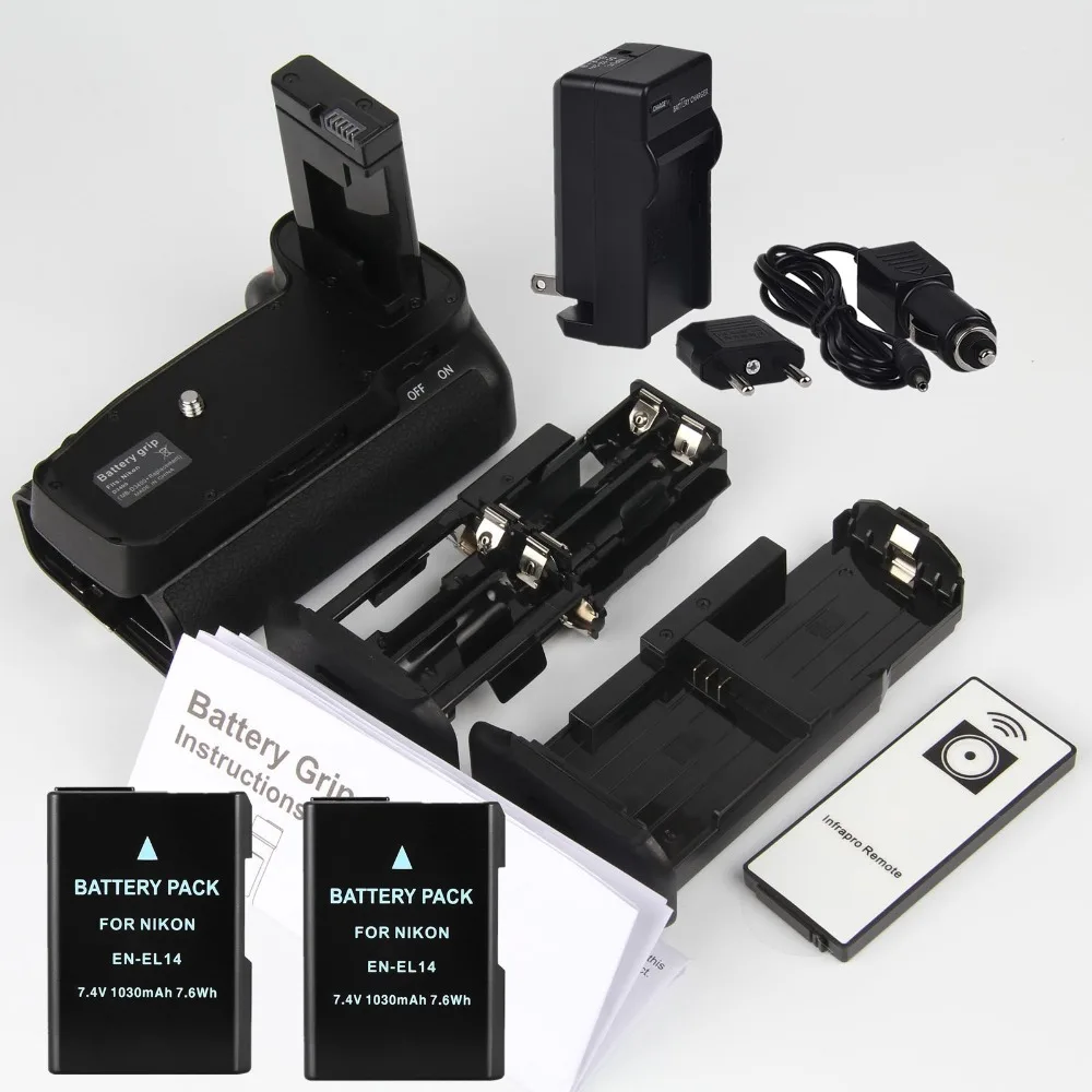 Pacote de Aperto da bateria Para Nikon Câmera DSLR D3400 + Bateria AA titular + IR Remote + 2x