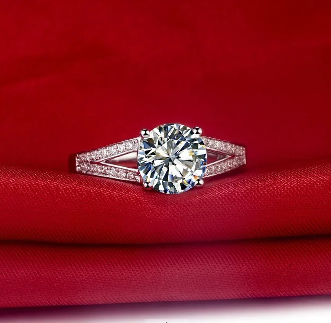 Сертификат бренда Moissanite тест положительное 2CT Moissanite алмазное кольцо для женщин подлинное 925 Серебряное Обручальное Кольцо Доступное