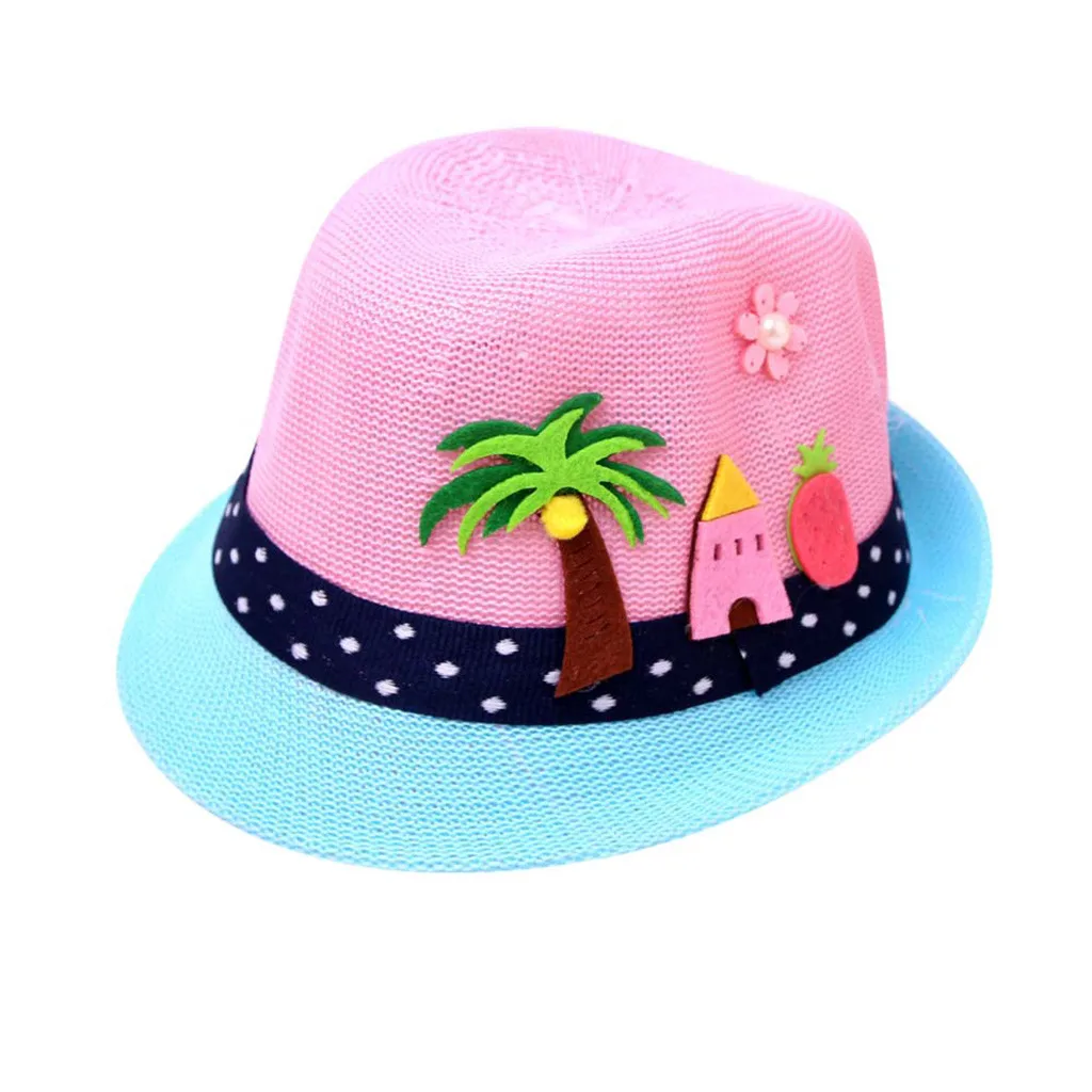 USPS/Летняя дышащая шляпа соломенная шляпа для маленьких мальчиков и девочек с рисунком из мультфильма, шапка для мальчиков и девочек,, Прямая, подарок - Цвет: Розовый