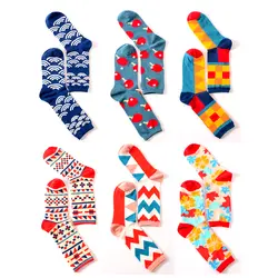 Dropshopping Happy Socks в британском стиле Геометрия хит личность битник Для женщин Для мужчин носки пинг-понг пара хлопок Смешные Носки