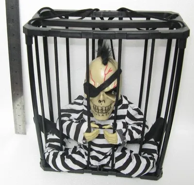 New Screaming Skeleton Prison In A Cage With Lights Talking New Screaming Skeleton Prison In A Cage With Lights Talking Decoration