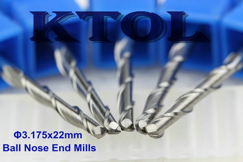 

3.175*22mm 2 Flute Tungsten Carbide Cutter Ball Nose CNC router bits end mill, 3D Engraving Tools CNC router bits for wood MDF