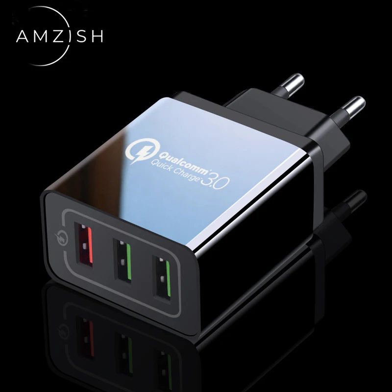 

amzish Universal USB Charger For iPhone X XR 8 Plus iPad Quick Charge 3.0 For Samsung Xiaomi Huawei Fast Charging For Phone