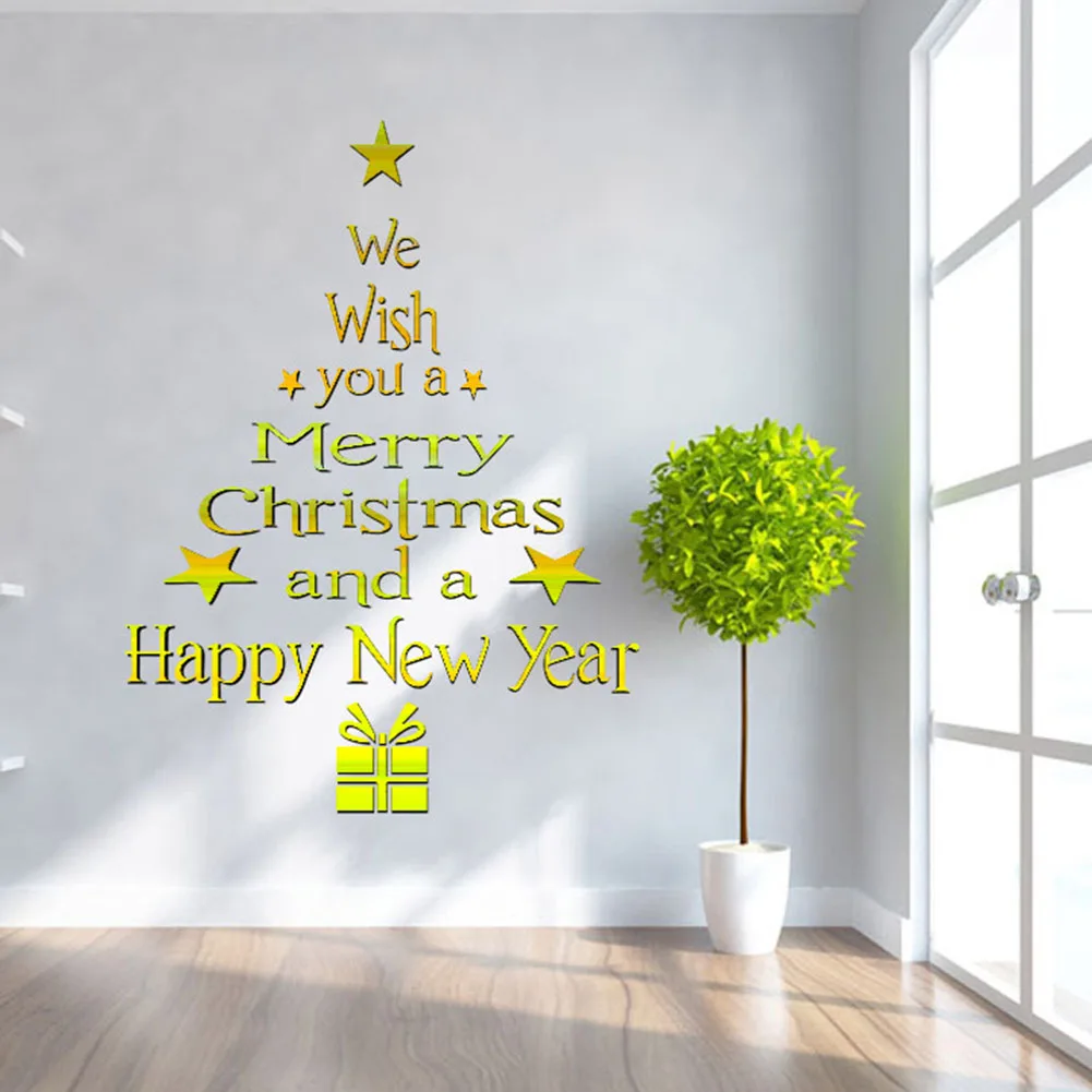 Large Merry Christmas Stickers Tree Snowflake Christmas Vinyl Window