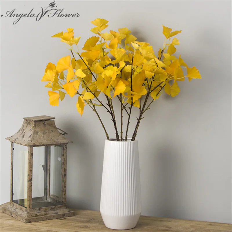 

Silk ginkgo biloba fake autumn leaf plant artificial flower European style flavor wedding decoration garden home party hotel 1pc