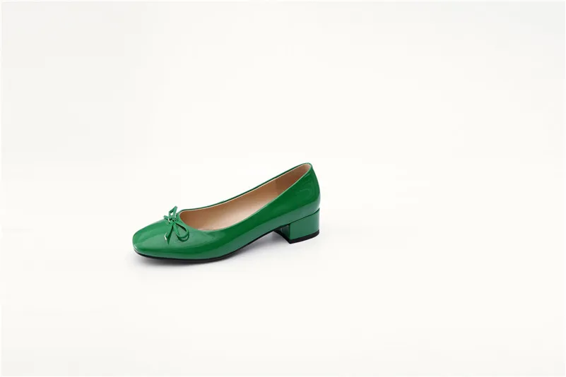 FEDONAS/новые милые женские классические туфли-лодочки на низком каблуке; свадебные вечерние туфли с круглым носком и бантом-бабочкой; женская новая обувь из натуральной кожи - Цвет: Зеленый