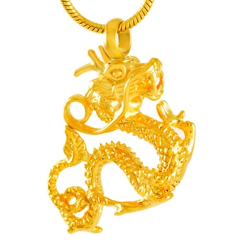 

IJD9527 Hot Sale Gold/Rose Gold 316L Stainless Steel Chinese Dragon Cremation urn Pendant Hold Ashes Memorial Keepsake Jewelry