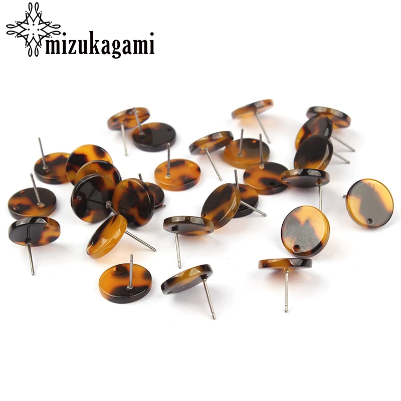 

14mm 6pcs/lot Acetate Resin Tortoiseshell Round Base Earrings Connector For DIY Earring Making Jewelry Accessories