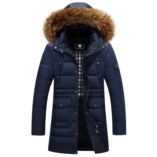 Cheap Winter Warm Hooded Men Down Jackets Casual X-Long Duck Down Coats & Jackets Thicken Outwear Casual Solid Parkas Plus Size 4XL