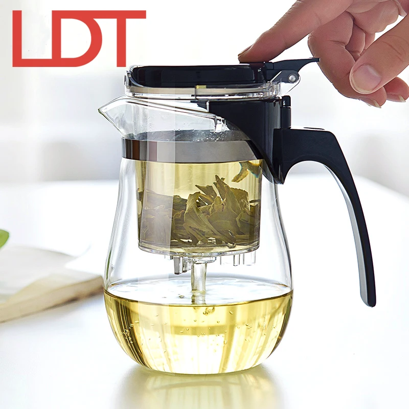 LDT Tea Sets Fine Heat Resistant Glass Tea Pot Food Grade Material Teapot With Strainer Handwork