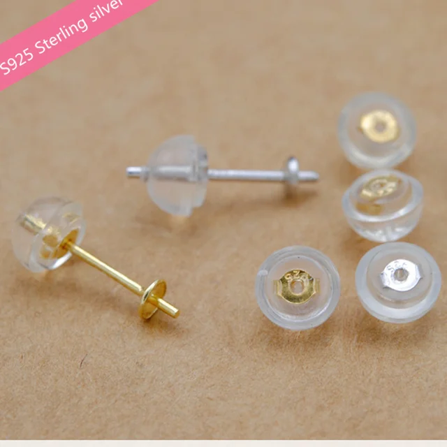 Diy Jewelry Accessory S925 Sterling Silver Earrings Back Stud Diy Jewelry Accessory S925 Sterling Silver Earrings Back Stud Earring Pins Settings Silica Gel Gold
