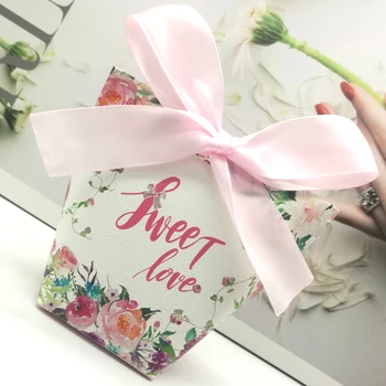 

50pcs Light Pink Flower Butterfly Sweet Love Wedding Paper Gift Jewelry Candy Chocolate Box Anniversary Valentine's Day Favor bo
