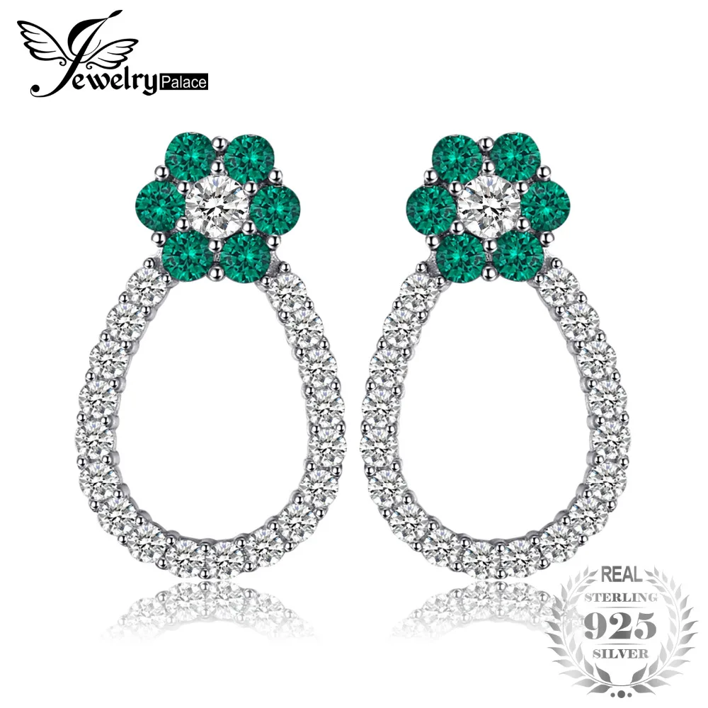 Jewelrypalace 1 т цветок Форма создания Изумрудный Серьги-гвоздики для Для женщин 925