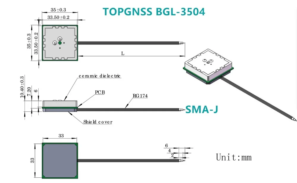 BGL-3504 GNSS antenna glonass SMA-J
