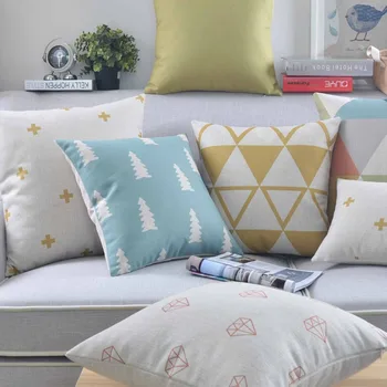 

Free Shipping!!Geometric square throw pillow/almofadas case 45x45 55x55 kid,nordic design blue yellow cushion cover home decore