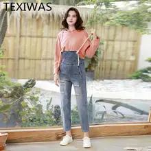 TEXIWAS Свободный ремень с открытой спиной джинсы брюки женские ковбойские комбинезоны шаровары брюки отверстие комбинезон женские Комбинезоны уличная одежда