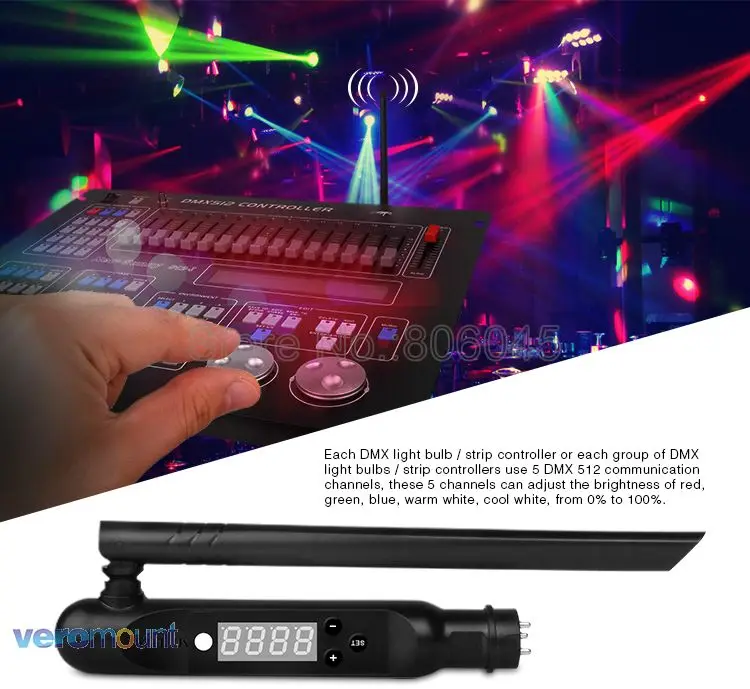 Milight FUTD01 DMX 512 светодиодный передатчик 2,4G беспроводной 3Pin XLR DMX512 приемник адаптер для дискотеки светодиодный прожектор