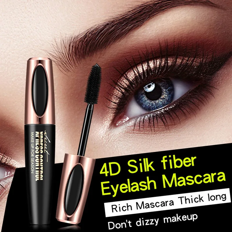 

Hotest 4D Silk Fiber Eyelash Mascara Liquid Black Thick Length Non- Eye Lashes Makeup Tool Waterproof Lasting 3D Mascara