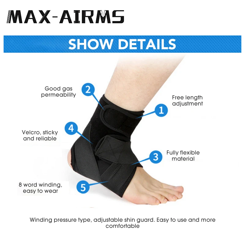 Maxairms 1 PCS Ankle Support Brace, Elasticity Pressing Protection Foot Bandage, Sprain Prevention Sport Fitness Guard Band