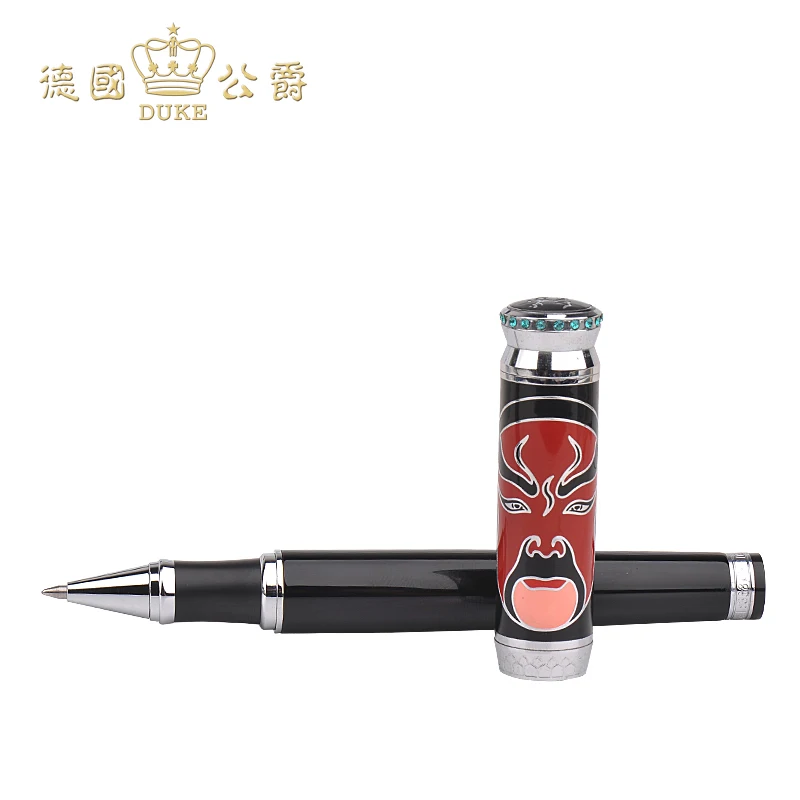 Duke 368 Chinese Facial Painting Cap Rollerball Pen and Pure Black Silver Clip Ballpoint Pen Black Ink Student Writing Gift Pens цена Duke 368 Chinese Facial Painting Cap Rollerball Pen and Pure Black Silver Clip Ballpoint Pen Black Ink Student Writing Gift Pens цены онлайн