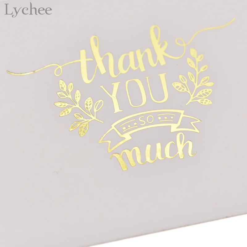  Lychee 48pcs Mini Gold Embossed Thank you Card Valentine Christmas Party Invitation Letter Greeting - 32840995548