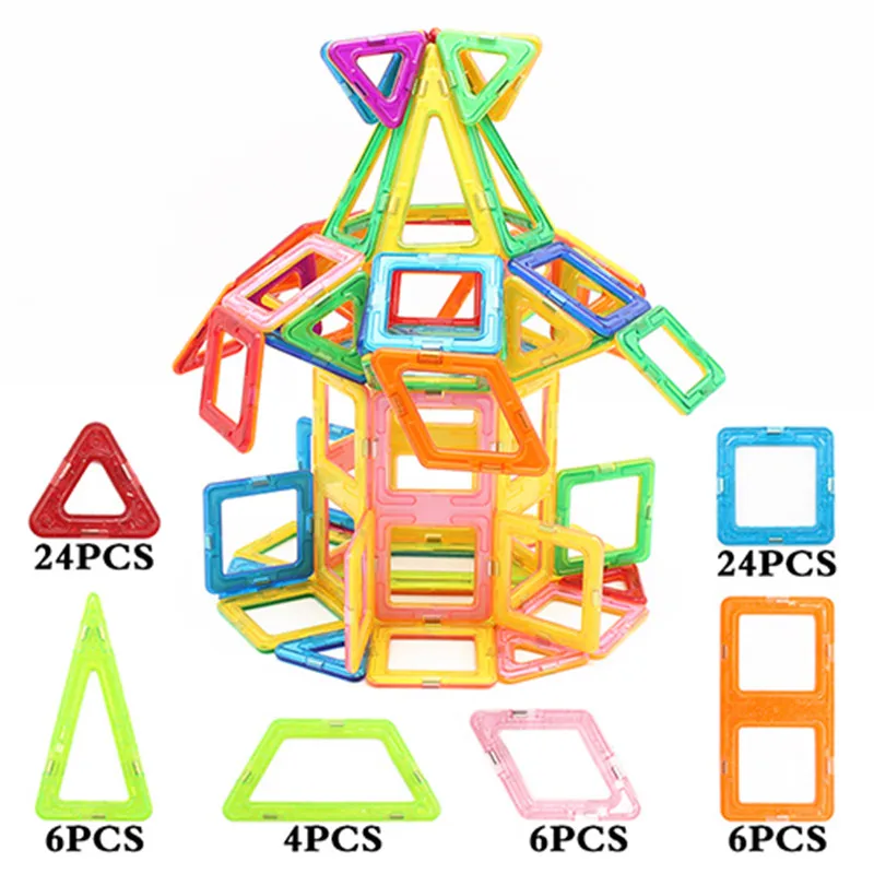 70 шт. большой размер Магнитный конструктор строительные игрушки набор Магнитные Развивающие игрушки для детей подарок для мальчиков и девочек - Цвет: Прозрачный