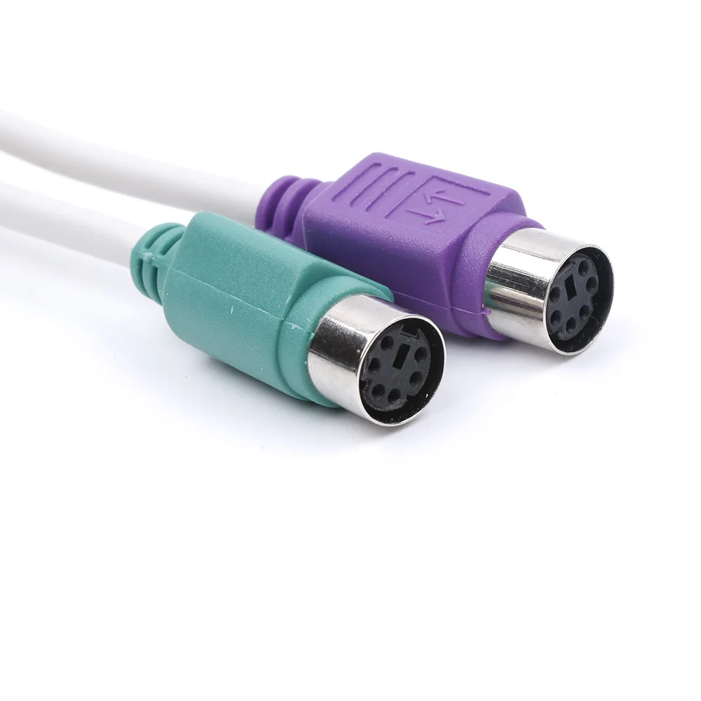 Новый Полезный 1 шт 31 см цветной двойной PS2 Женский к USB Мужской адаптер кабель F/M