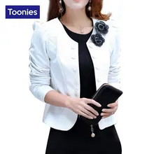 2017 Musim Gugur Panjang Lengan Ganda Breasted Blazer Suit Womens Mantel Blazers Pendek Kembali Busur Bunga Appliques Formal Kantor Wanita Tops