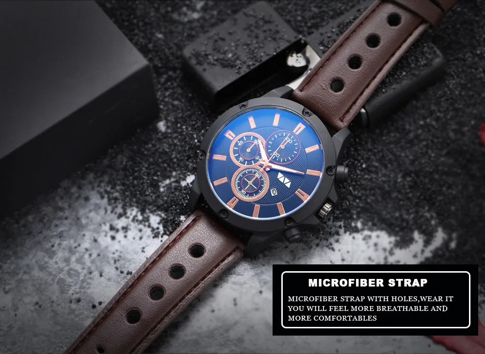 Военные кварцевые мужские часы спортивные удобные дышащие кожаные Наручные часы водонепроницаемые часы с датой дропшиппинг reloj hombre