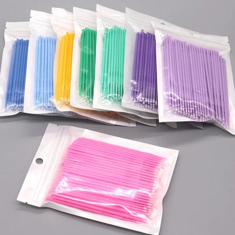 

100pcs/bag Durable Micro Disposable Eyelash Extension Makeup Brushes Individual Applicators Mascara Removing Tools Swabs