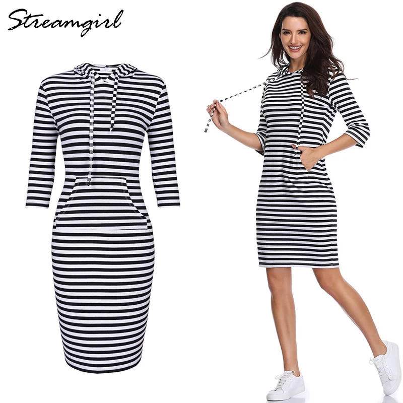 

Stripe Hooded Sweatshirt Dress Women Bodycon Cotton Hoodie Dress Stripes Summer Striped Dresses Women Ladies Sweatshirt Dresses