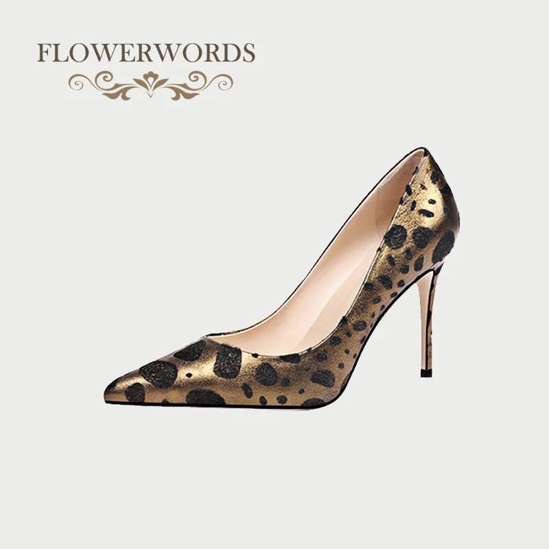 

Leopard print heels shoes woman genuine leather high heels women shoes wedding ladies shoes pumps chaussure