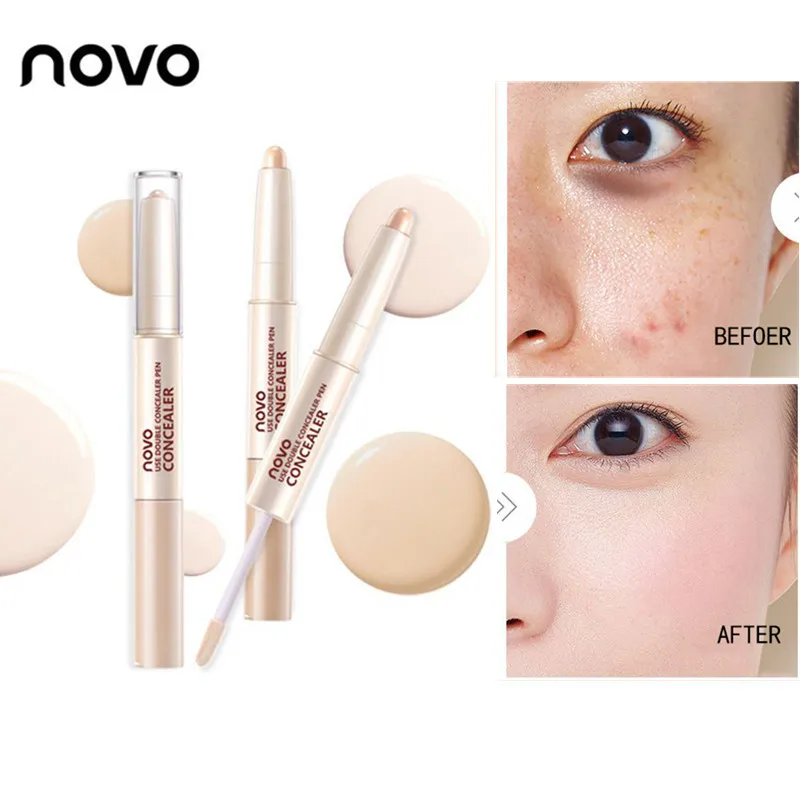 

NOVO Double-head Concealer Liquid Concealer Cream Face Corrector Contour&Concealer Pen Perfect Cover Face Base Foundation Makeup