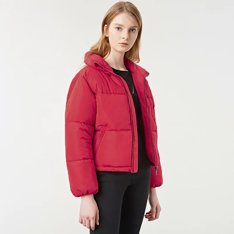 

Bootyjeans High Quality Winter Women's Fashion Stand Collar Loose Bread Coats Warm Short Design Parkas Red Christmas Jackets