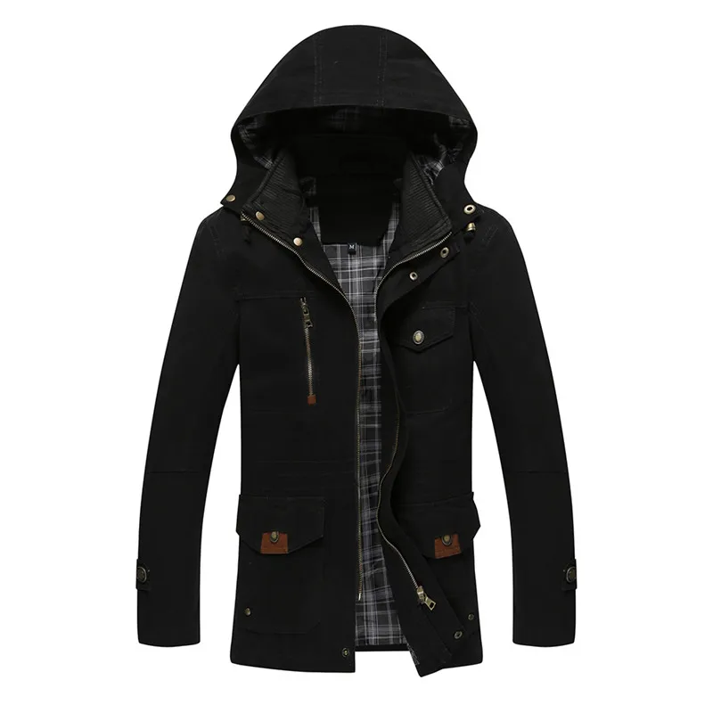 BOLUBAO, теплые мужские куртки с капюшоном, пальто, Осень-зима, Мужская плотная однотонная куртка, пальто, мужские куртки высокого качества, пальто - Color: Black