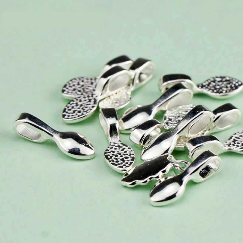 

Free Ship 10pcs Silver Plated Pendant Bail for Kiln Fused Glass DIY Pendants Shiny Silver Glue On Bails For Necklace Findings