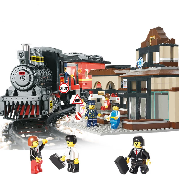 Modelle gebäude spielzeug 0236 city Zug station Erkunden 821 stücke