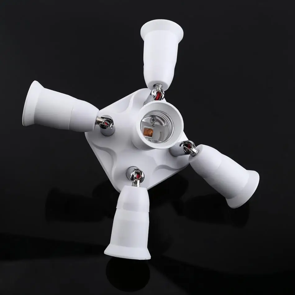 

Adjustable E27 Base Light Lamp Bulb Socket 5 in 1 90V-240V Light Adapter Holder Socket Splitter
