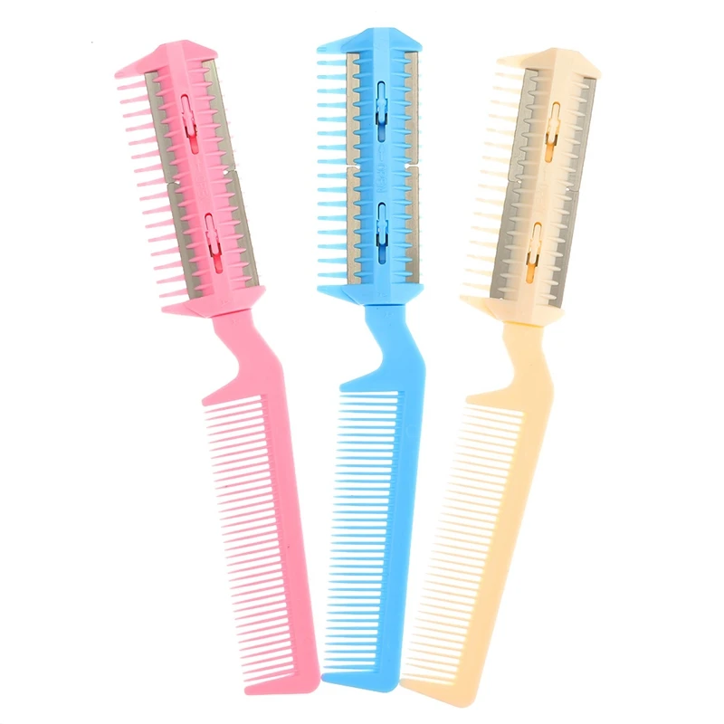 

Hairdressing Hair Trimming Comb Razor With Blades For Thinning Random Color