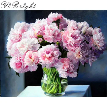 

Full Square Diamond Embroidery Flowers with Round Rhinestones 5D diy Diamond Painting for Bedroom Decoration peony