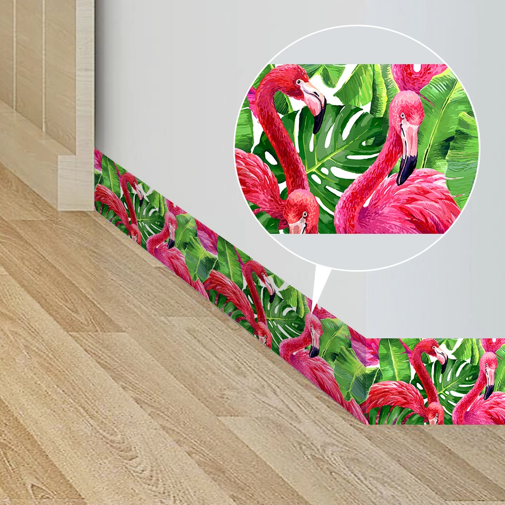 

Funlife Flamingo Tropical Geometric Waterproof Self-adhesive Waist lines Wall Border Sticker for Kitchen Bathroom Decor BS001