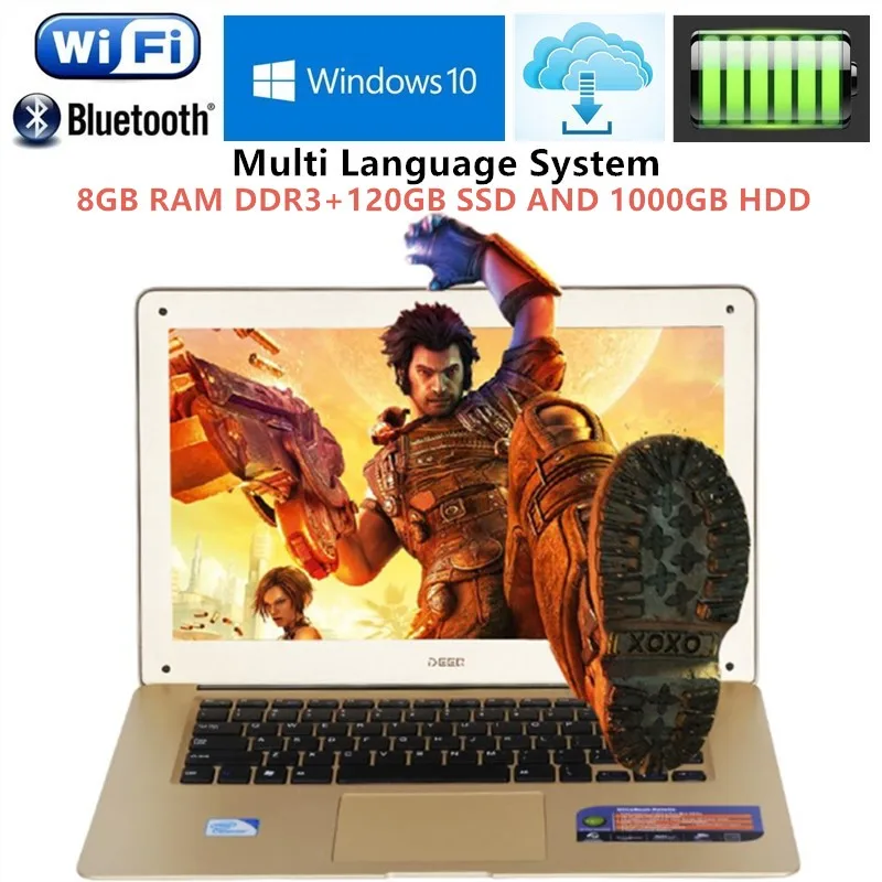 1920 1080P FHD 8GB font b RAM b font 120GB SSD 1000GB HDD 14 1inch font