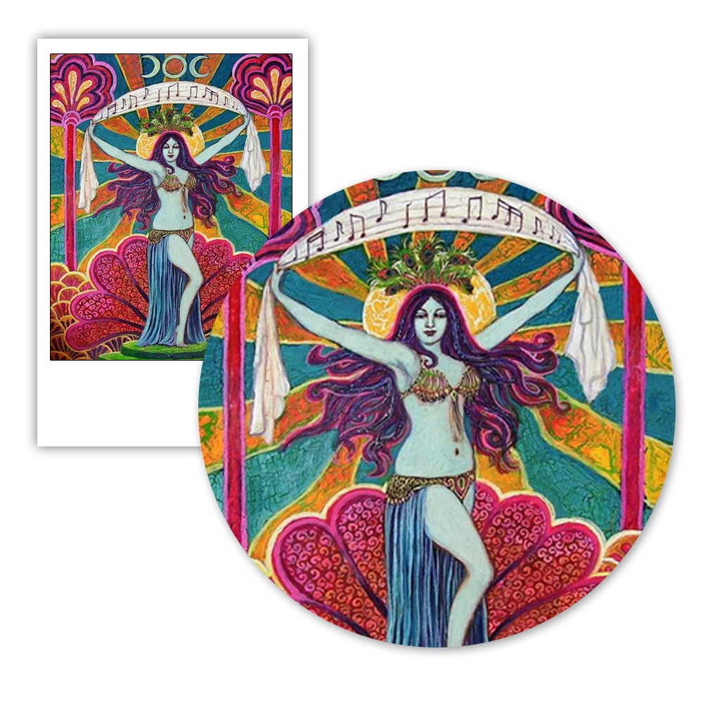 Искусство богини музыки Saraswati мини печать психоделический алтарь искусство для