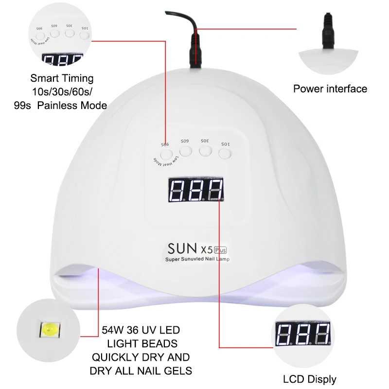 SUNX7/5 Plus 90/54/36 Вт Светодиодная лампа для сушки ногтей 42/36/12 Светодиодный s УФ-лампа для сушки гель-10/30/60/99 s безболезненный режим Сенсор маникюрных инструментов