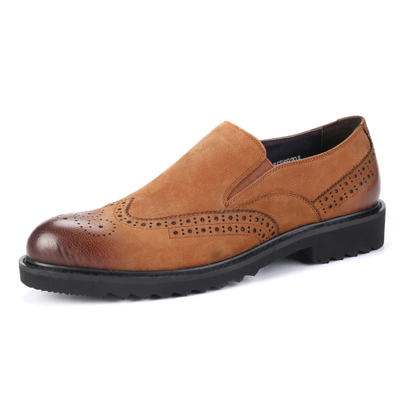 Homens Sapatos Estilo Britânico Nova Calçado No Formais Dos Black 2019 Genuíno Apontado Marrom De brown Moda Asa Masculinos Escorregar Ponta Dedo Couro Brogue TXH7Txwdqa
